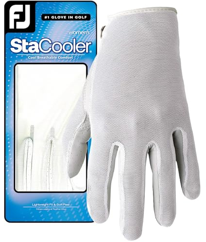 FootJoy Women's StaCooler Fashion Golf Gloves, Medium/Large, Worn on Left Hand, White