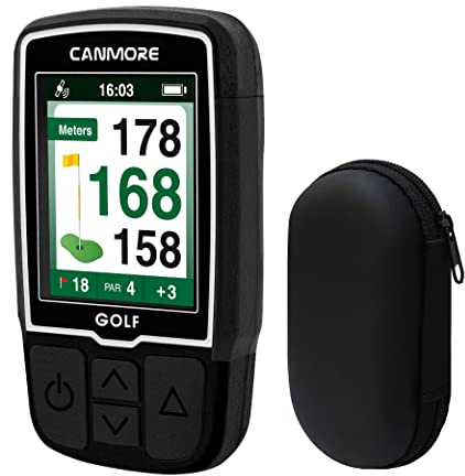 Canmore HG200 Golf GPS portátil y Estuche - Pantalla a Todo Color con más de 41.000 Datos Esenciales del Campo de Golf y Hoja de puntuación - Resistente al Agua, Negro