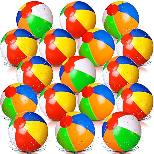 Zhanmai 60 Pack 12 Inch Inflatable Beach Balls Bulk for Party Favors for Boys and Girls Pool Beach Ball Water Game Toys Birthday Decorations(Classic Color)