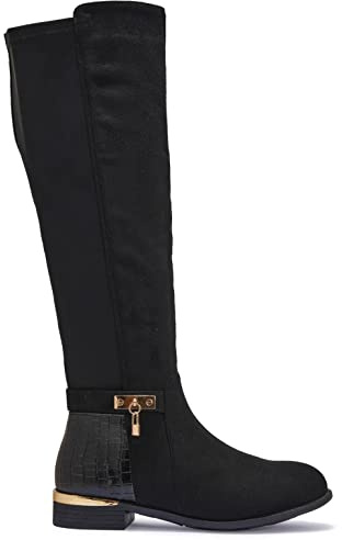 sole london LADIES WOMENS FASHION OVER THE KNEE HIGH STRETCH CALF LEG ZIP FLAT HEEL BOOTS