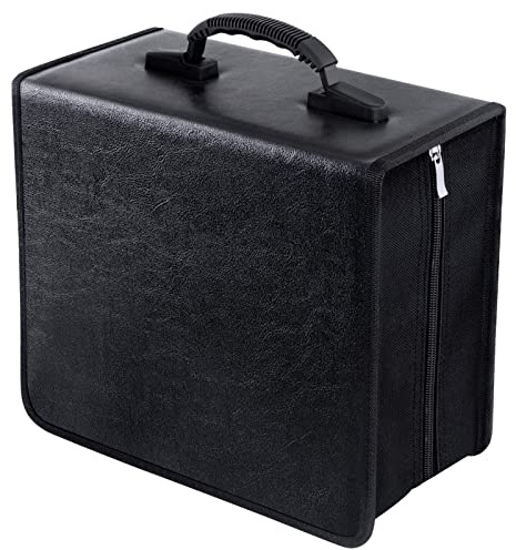 Siveit CD/DVD Case Binder - 400 Capacity Disc Storage Holder, Black PU Binder