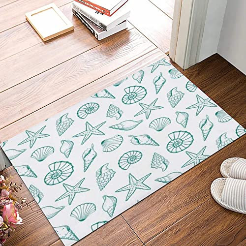 Weich Badezimmerteppich 50x80 cm,Seestern Sommer Koralle Muscheln Natur Skizze Mode Elegant Schnecke Stilvoll,,Rutschfest waschbar Badematte, Badteppich Mikrofaser Saugfähig Badvorleger Duschvorleger