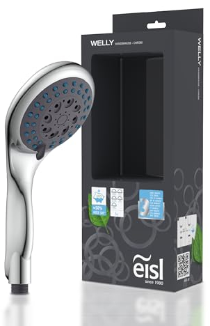 EISL Welly DX6051 - Doccetta doccia regolabile in 5 posizioni, con guarnizione a risparmio d'acqua, attacco universale per tubo doccia, doccetta doccia, cromato