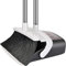 Upgrade Large Broom and Dustpan, Broom and Dustpan Set, Heavy Duty Dust Pan with 53 Long Handle Upright Dustpan Broom Set, Broom for Indoor Outdoor Garage Kitchen Room Office Lobby Use (Black)