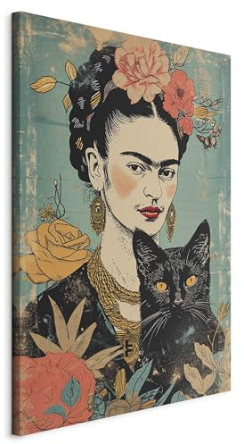 murando - Quadro Acustico Frida Kahlo 60x90 cm 1 Pezzo schiuma acustica Quadri Moderni - Stampa su Tela - Protezione dai Rumori Fonoassorbente Decorazione da Parete Bella Donna h-H-10040-b-a