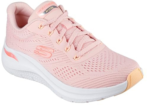 Skechers Arch Fit 2.0 Big League - Tenis para Mujer, Malla Rosa con Ribete Naranja Coral, 39 EU