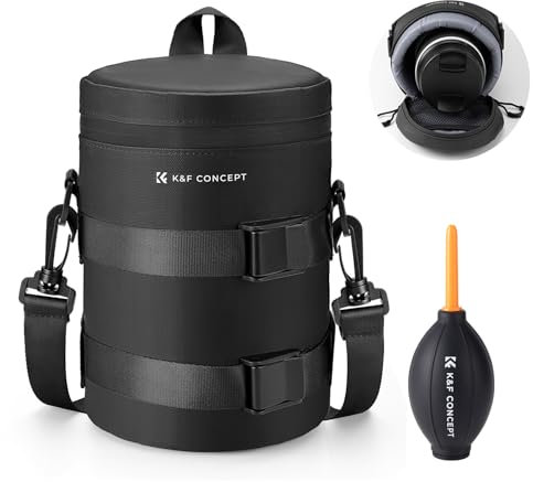 K&F Concept Objektivtasche, wasserdichte Reißverschluss Objektivbeutel, Stoßfeste Objektivköcher, Allround Objektiv Tasche Kamerabeutel für DSLR SLR-Objektiv Durchmesser und Höhe unter 9x18cm, L