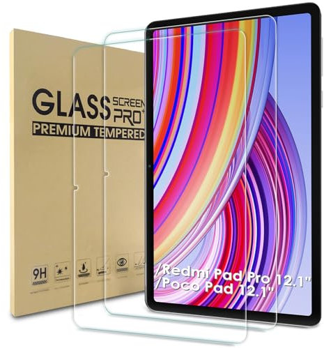 WD&CD 2 Stück Schutzfolie kompatibel mit Xiaomi Redmi Pad Pro 5G/4G/ Poco Pad 12,1 Zoll, HD Displayschutzfolie, 9H Härte, Anti-Bläschen, Anti-Kratzen