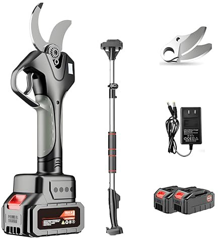 Podadora De Pértiga Sin Cable, Podadora Eléctrica Con Pértiga, Pértiga Extensible 130cm-210cm, Puede Cortar Ramas De 5cm De Grosor, Batería De Larga Duración, Pantalla LCD, Batería De 2*2Ah, Para Seto