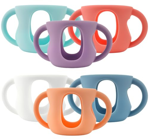 6 stycken silikonfodral för P1med handtag, fallsäkra nappflaskfodral, BPA-fria, kompatibla med P1Natural glasflaskor