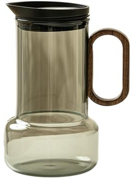 Leading - Botella de agua de vidrio de gran capacidad, maceta de burbujas frías para almacenamiento en el hogar, botella de agua fría con mango de nogal, 800 ml