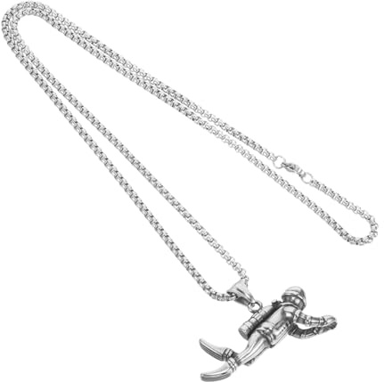 BESPORTBLE Collana Girocollo da Uomo in Acciaio Inossidabile Argento Stile Moda Ciondolo Subacqueo Design Creativo Tocco Confortevole per Feste e Vacanze