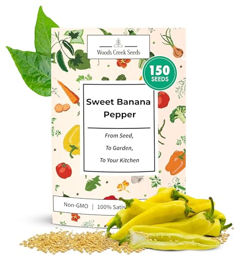 Sweet Banana Pepper Seeds for Planting – Heirloom Non-GMO Mild Yellow Banana Peppers for Home Gardens | Woods Creek Seeds