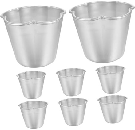 Luxshiny 8 Piezas Moldes Individuales para Flan y Tartaletas Moldes de Aluminio Redondos Antiadherentes para Cupcakes y Muffins Compactos para Postres Caseros