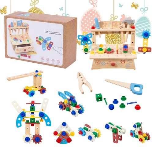 Yanayi Juego De Herramientas para Niños Pequeños - Banco de Trabajo Infantil con Tuercas | Juguetes Educativos Interactivos para Aula Sala Juego Interior Exterior Regalo