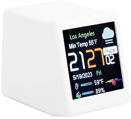 Dilwe Orologio Digitale Orologio Elettronico Intelligente con Calendario WiFi Display Meteo Stazione di Temperatura Digitale LCD per Scrivania per Bambini Camera da Letto Ufficio Domestico (WHITE)