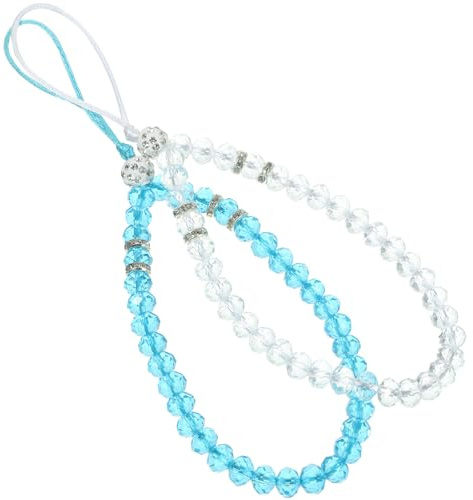 FONDOTIN Correa para Teléfono Celular de Cristal Azul y Cadena Antipérdida Antideslizante 2 Piezas Cuerda Práctica para Colgar Móvil Accesorio Decorativo para Uso Diario