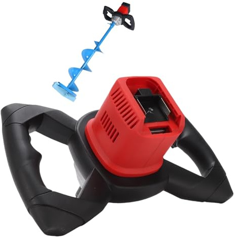 Bewinner Taladro Inalámbrico con Barrena de Hielo Eléctrica, 6 Velocidades Ajustables, Mango Reversible hacia Adelante y hacia Atrás para Pesca en Hielo y Mezcla de Concreto, Compatible