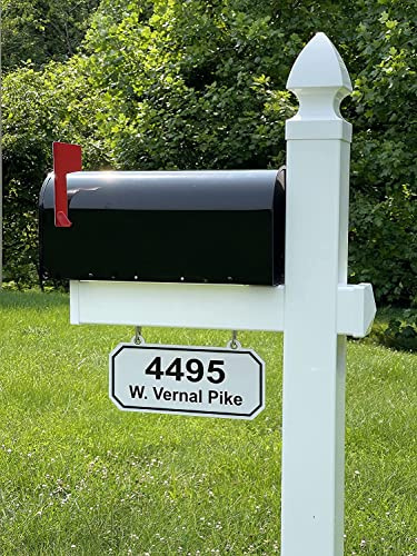 The Loudon Mailbox with Post Included - Black Metal Mailbox with White Vinyl Post Combo Complete System - Blank Address Plate Included - Numbers Sold Separately