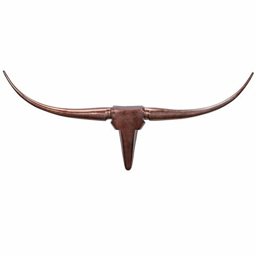 Wohnling Deko Geweih Bull M WL1.394 Bronze 100 cm Aluminium Design Hörner, Wanddekoration Stierkopf Horn Modern, Wandskulptur Geweih-Jagdtrophäe Metall, Longhorn Wandschmuck Groß
