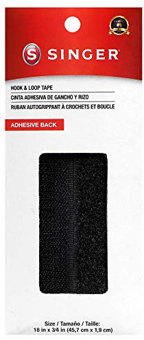 SINGER 00880 Hook and Loop Adhesive Back Tape, 3/4-Inch by 18-Inch, Black