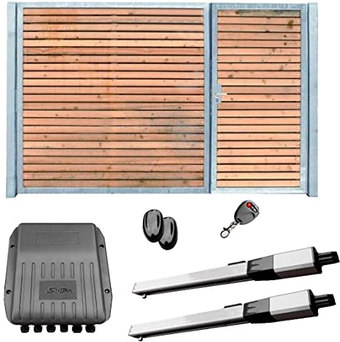 Einfahrtstor Verzinkt Holz Tor quer Asym. 2-flügelig Elektro 300cm x 160cm