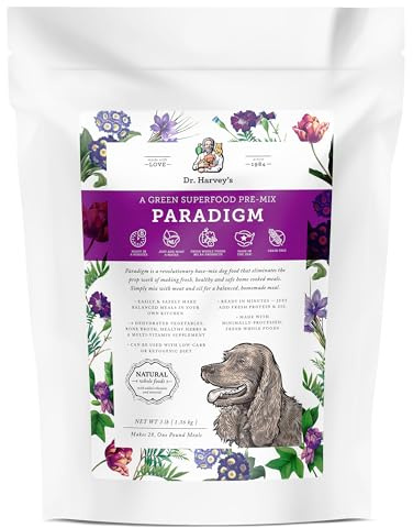 Dr. Harvey's Paradigm Green Superfood Dog Food, Human Grade Dehydrated Grain Free Base Mix for Dogs, Diabetic Low Carb Ketogenic Diet (3 Pounds)
