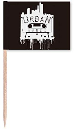 Street Landmark Outline Pattern Graffiti Toothpick Flags Marker Topper Party Decoration