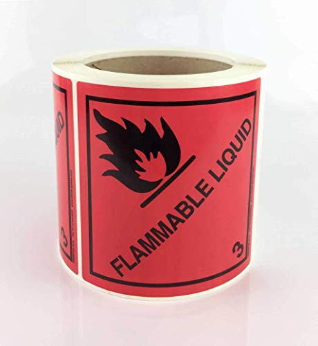 Class 3 Flammable Liquid ADR Hazard Warning Diamond Labels 100mm | Roll of 250 | BS5609 Certified