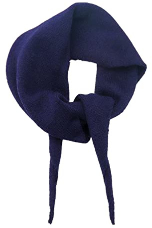 Yizelli 110x32cm Triangle Pattern Knit Scarf for Women Solid Color Autumn Winter Warm Shawl (Navy Blue)