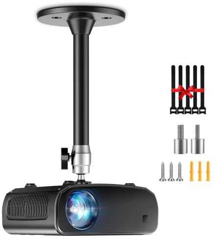DAWASAPAT Mini Ceiling Projector Mount Bracket - Adjustable Tilt & Swivel Hanging Projector Holder, Wall Mount Hanger Rack Stand with 2 Free Adapters and Cable Ties, Black