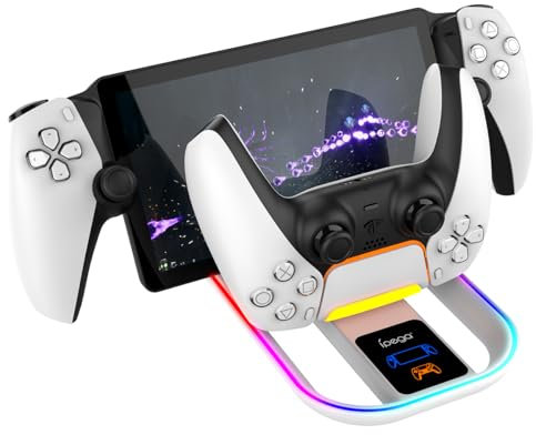 BeisDirect PS Portal Charging Dock for PS Portal Console, PS5 Controller Charger with RGB Lights, 25W USB-C, 5A Output, 1 Count, White, Vibrant Style