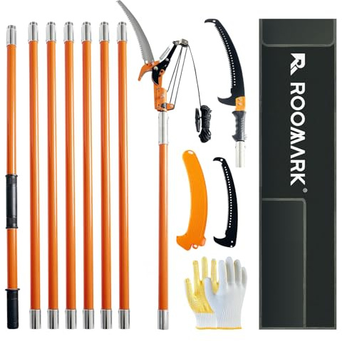 Roomark Cesoie telescopiche da 2-8 m, prolunga per cesoie da giardino, attrezzi da giardino per potatura, potatura telescopica leggera e molto resistente