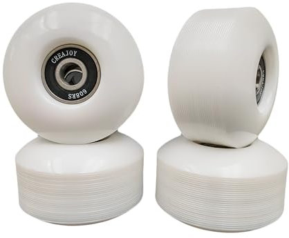 CREAJOY Skateboardhjul, 52 mm 95a, set med 4 med proffslager (vit)