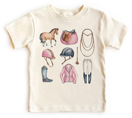 Girls Horseback Riding Doodles Shirt, Horse Girl Equestrian Toddler Tee