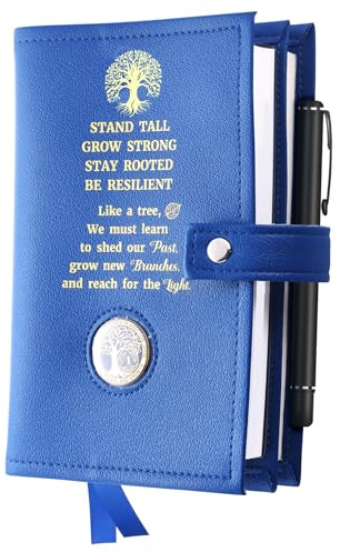 LParkin Funda doble AA para libro grande con soporte para monedas, cubierta de libro AA de piel sintética para tapa dura, se adapta a libros grandes y 12 pasos y 12 tradiciones, diseño premium como