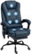 Vinsetto Poltrona Ergonomica da Ufficio con 7 Punti Massaggianti e Poggiapiedi, Poltrona Reclinabile in Pelle PU e Acciaio con Altezza Regolabile e Ruote Girevole, 67x67x111-121 cm, Blu