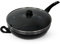 AKH Classic Wok Non Stick with Long Handle - 32cm Deep Frying Pan with lid & Induction Base, Pressed Aluminum Stir Fry Pan with Flat Bottom & Soft Touch Handle (32CM)