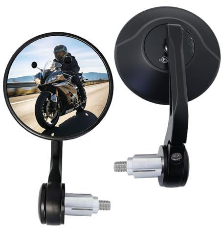 Espejos de Extremidad de Manillar para Moto Homologados E, Giratorios 360°, 7/8 22mm Redondos, para Moped, Quad, Scooter, ATV