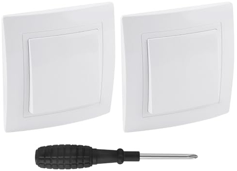 UYUYong 2 PCS Interrupteur Mural 10A 250V Interrupteurs Encastrable Bouton | Interrupteur Unité poussoir lumiere Interrupteurs Extra Plat pour Escalier Couloir Chambre Coucher-Blanc unidirectionnel