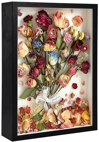 Kisizity 3D Shadow Box Frame A3, Black 3cm Deep Box Frame for Crafts | Wooden Shadow Box Display with Clear Acrylic Board, Wall Mount for Home Decor, Photos, Artworks, Memory Tickets & Keepsakes
