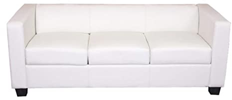 Mendler 3er Sofa Couch Loungesofa Lille - Kunstleder, weiß