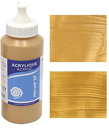 MAGI® Künstler-Acrylfarbe je 500 ml, in 24 feinen Farbtönen, freie Farbwahl, Acryl, Malfarbe im Dosiergebinde (24-gold)