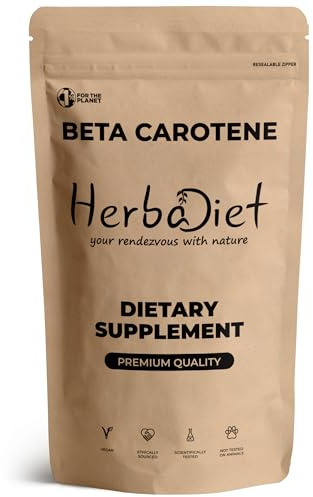 Beta Carotene 10% Vitamin A 25000 IU Powder | Immune System Support, Antioxidant Supplement | Cartenoids for Healthy Vision, Eyes & Skin | 100% Natural Betacarotene (1.76 oz - 50 gram)