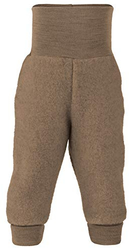 Engel Natur - Pantalón de forro polar para bebé, 100% lana virgen, con cintura umbilical, Nogal Melange, 86/92 cm