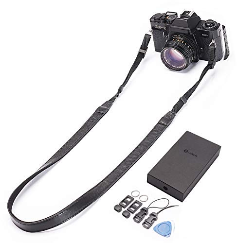 CANPIS CP008 Sangle de cou en cuir véritable à fermeture rapide pour appareil photo reflex numérique Nikon Canon Sony Pentax Leica Olympus Fuji