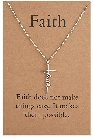 Lcherry Cross Necklace for Women Faith Cross Pendant Necklace Stainless Steel Faith Religious Christian Jewelry Confirmation Birthday Gift for Women