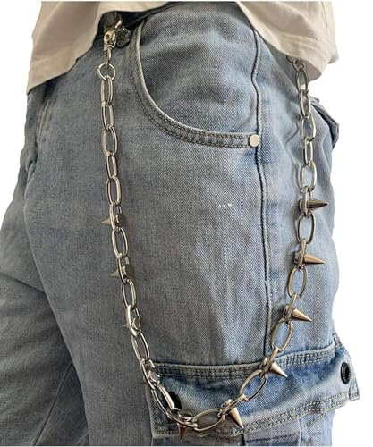 PINKPIN Rivet Pocket Watch Chains Wallet Chain Biker Keychain Pants Punk Trouser Hip Hop For Men Women