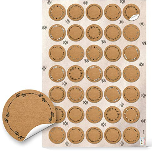 Logbuch-Verlag 35 st tomma runda klistermärken 3,2 cm (1 tum) skrivpapper, tomt kraftpapper för att skriva, märkning, syltburkar, klistermärken, julklappsklistermärken