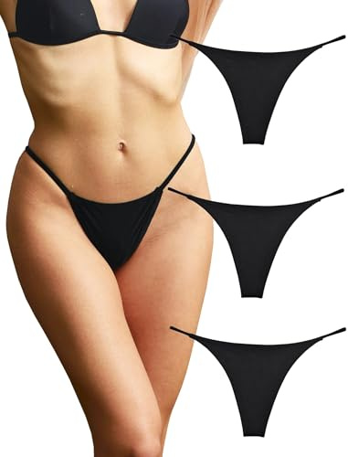 KUKU PANDA Cotton Thongs for Women Sexy Seamless Woman G String Panties 3 Pack Set